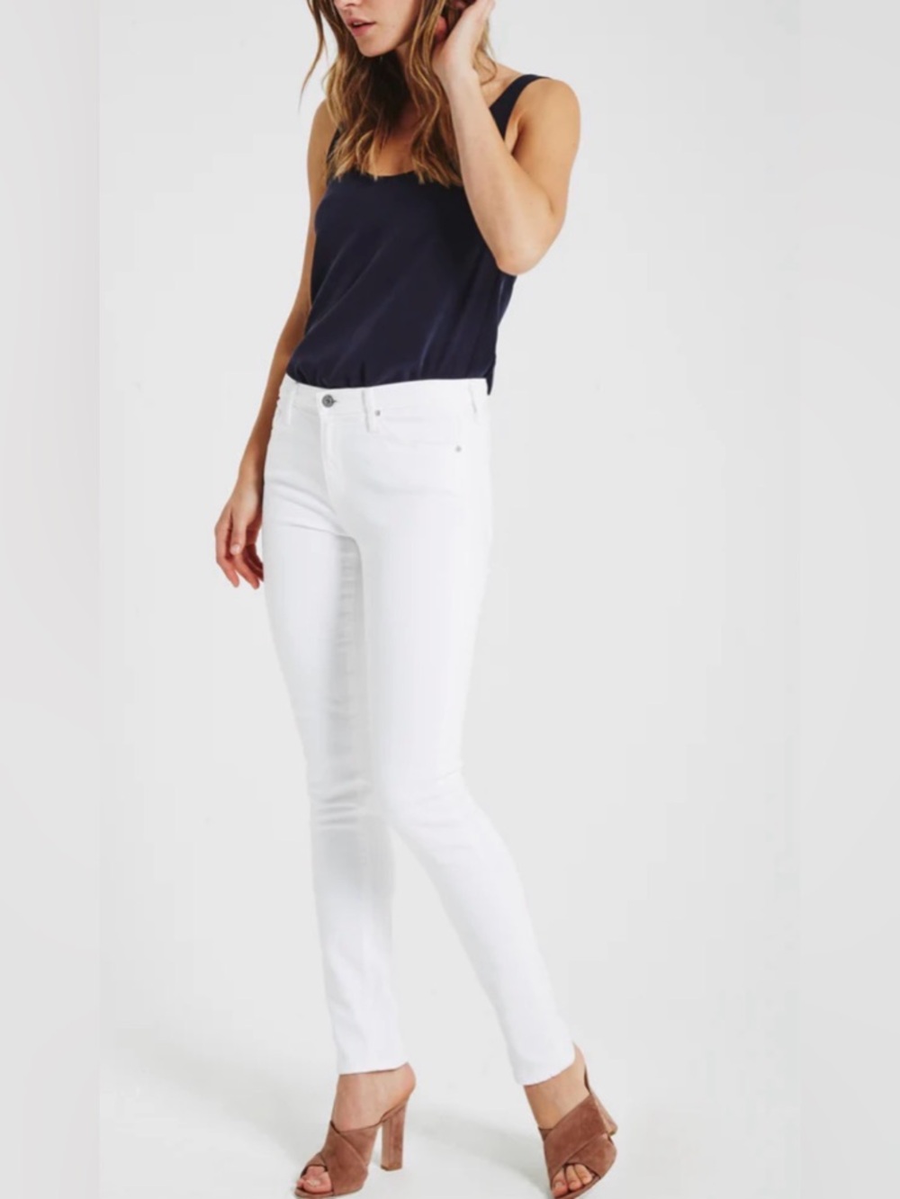 AG Adriano Goldschmied Prima Ankle Cigarette Jeans White Size 25| Mid Rise Slim